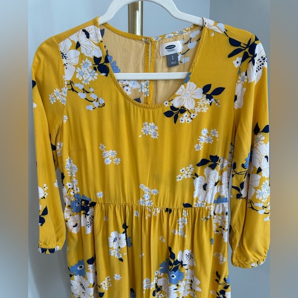 ❤️ Old Navy Yellow Floral 3/4 Sleeve Dress NWOT Small - Picture 7 of 9